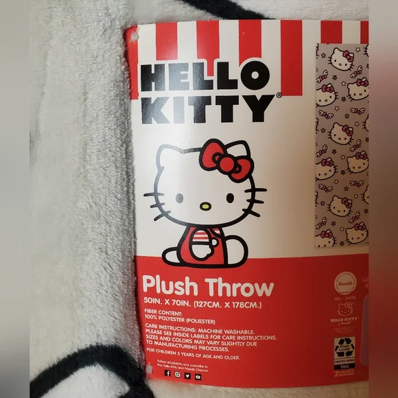 HELLO KITTY Sanrio grey angel wings stars   plush throw blanket - Picture 2 of 3